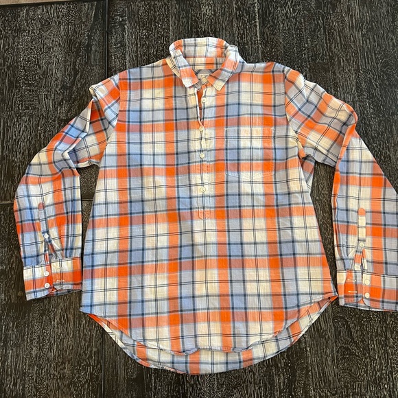 J. Crew Tops - J Crew 1/4 button plaid shirt